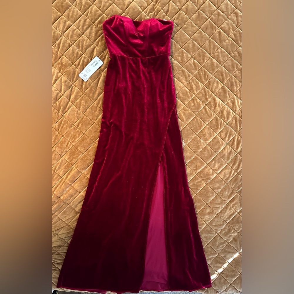Burgundy/Wine Velvet Maxi Dress w/ attachable spaghetti straps
